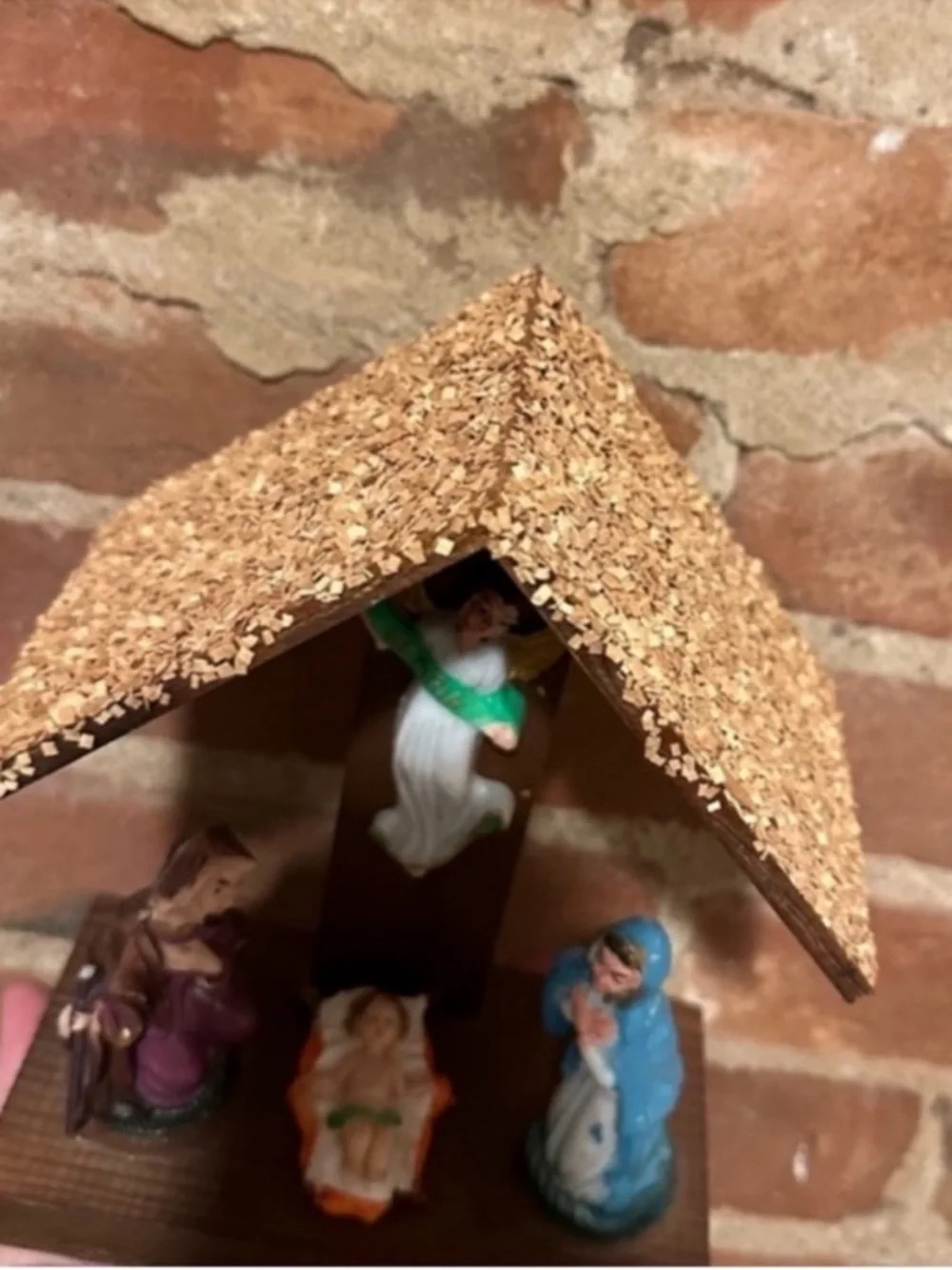 Vintage wood nativity set Christmas 8.5”